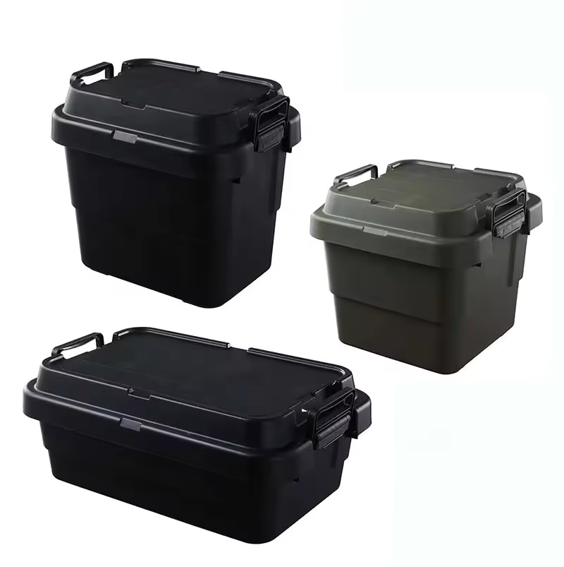 Plastic Durable Cargo Storage Box Weathertight Storage Organizer Box Secure Snap-On Lid Car Trunk Organizer