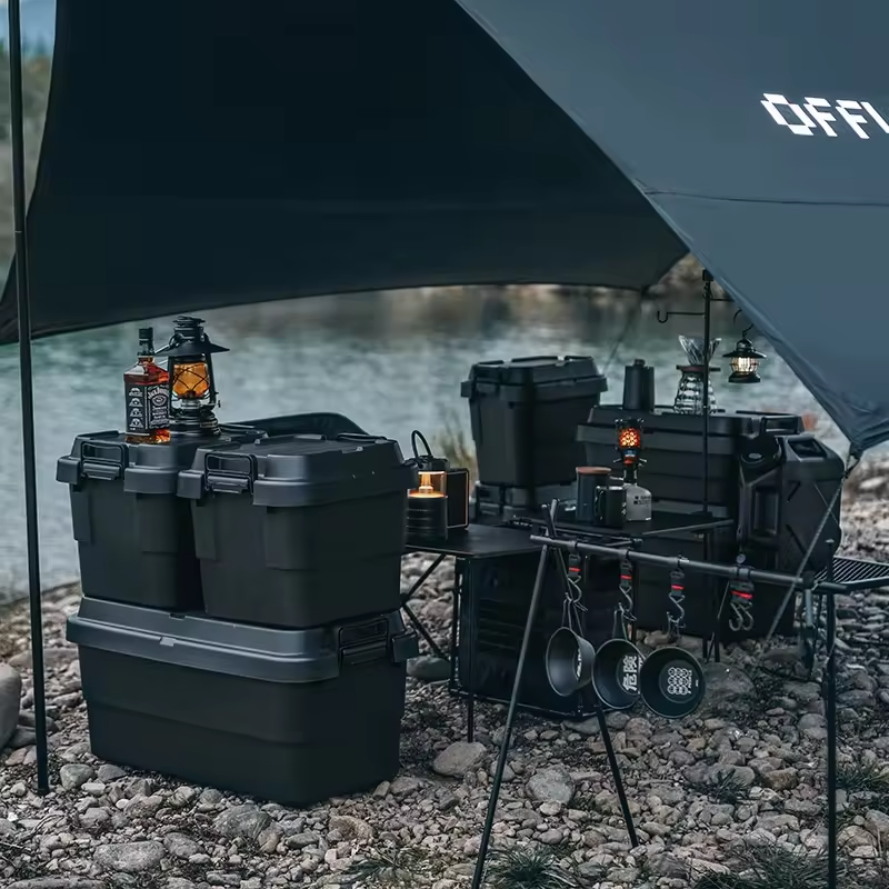 Plastic Durable Cargo Storage Box Weathertight Storage Organizer Box Secure Snap-On Lid Car Trunk Organizer