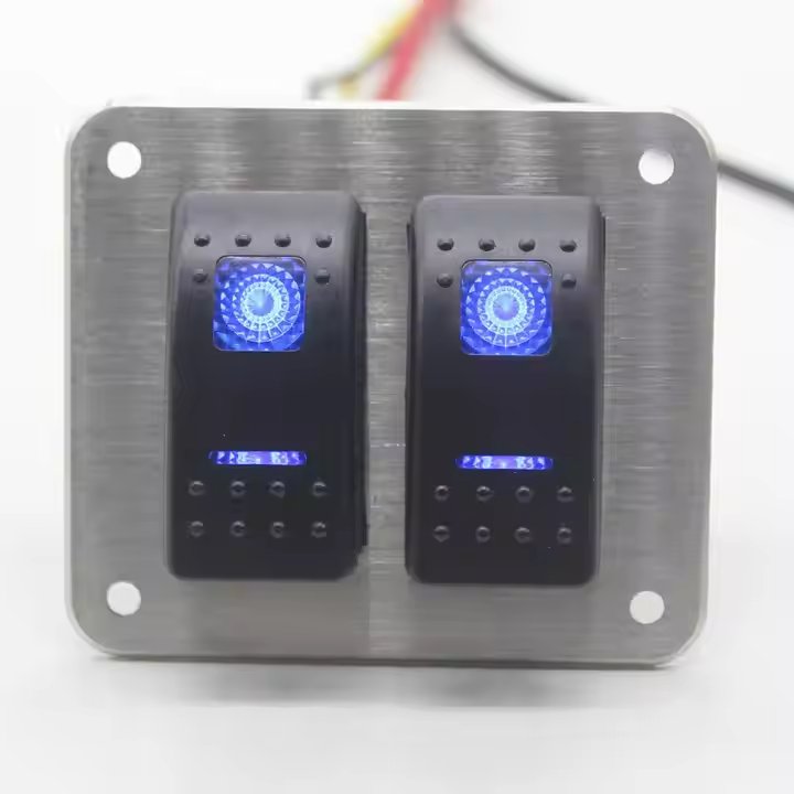 Stainless Steel 24V 12V 2 Gang Truck Car Marine Boat Rocker Switch Panel