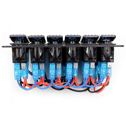 6 Gang Auto Rocker Switch Panel 12V With USB Digital Voltmeter