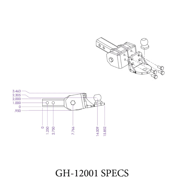 GEN-Y The Glyder 7K (Torsion-Flex) Ball Mount (2″ Shank)