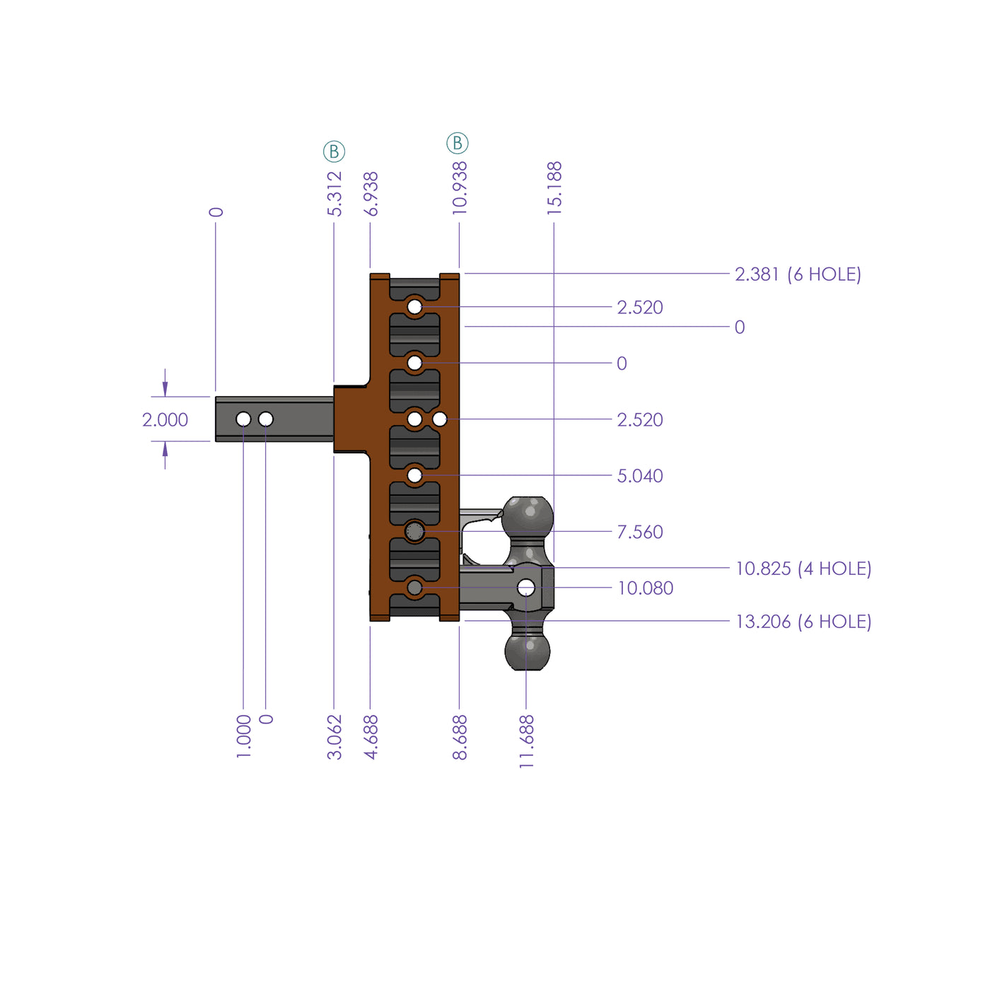 GEN-Y  MEGA-DUTY 2” Offset Shank 5“ Rise, 7.5” Drop 2K TW 16K Hitch